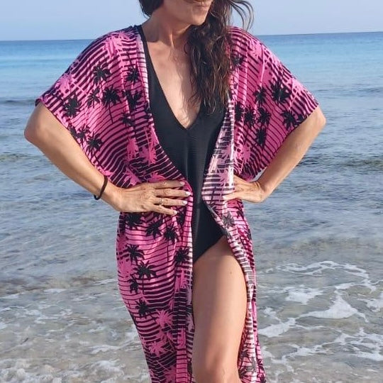 Kimono de plage PALMA rose
