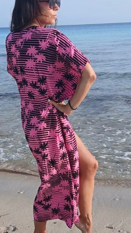 Kimono de plage PALMA rose
