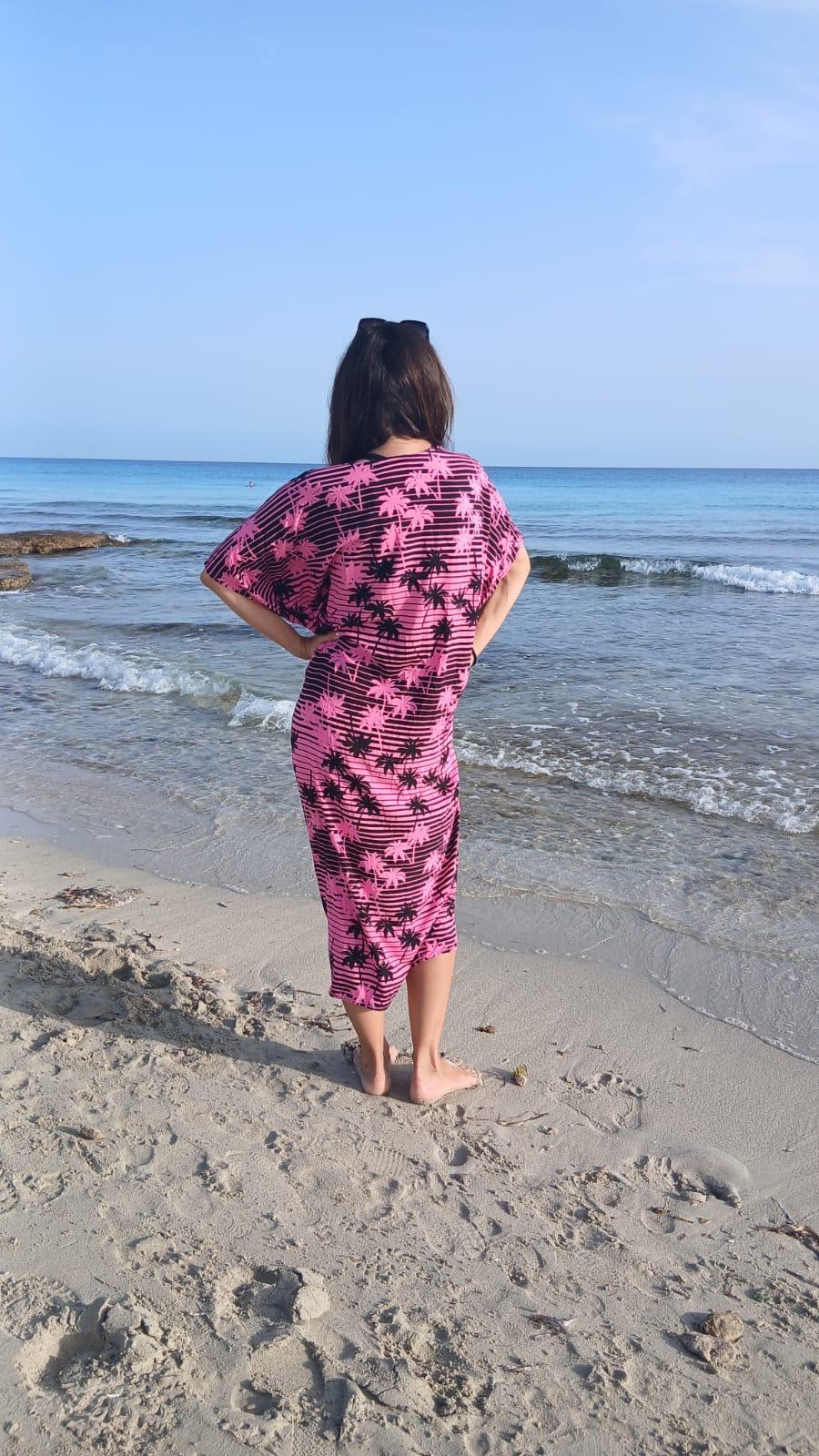 Kimono de plage PALMA rose