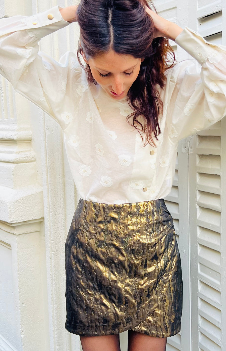 Blouse DJANGO fleurs dorées