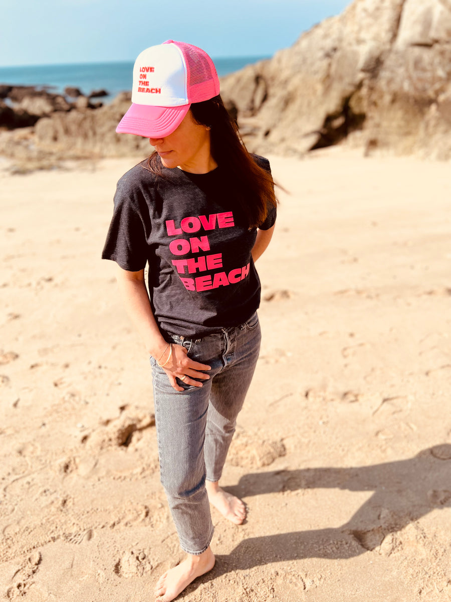 T-shirt LOVE ON THE BEACH gris anthracite chiné