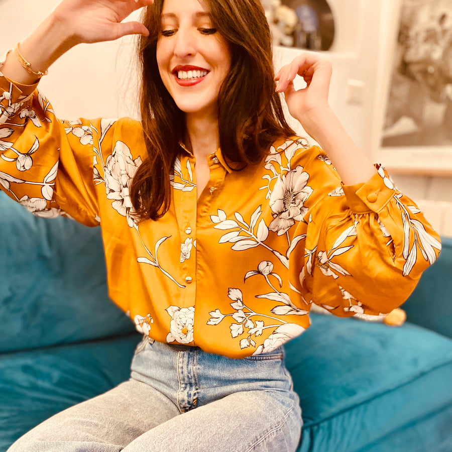 Chemise REVELLATA fleurs moutardes