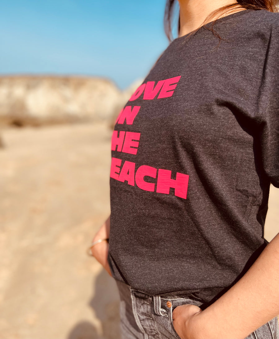 T-shirt LOVE ON THE BEACH gris anthracite chiné